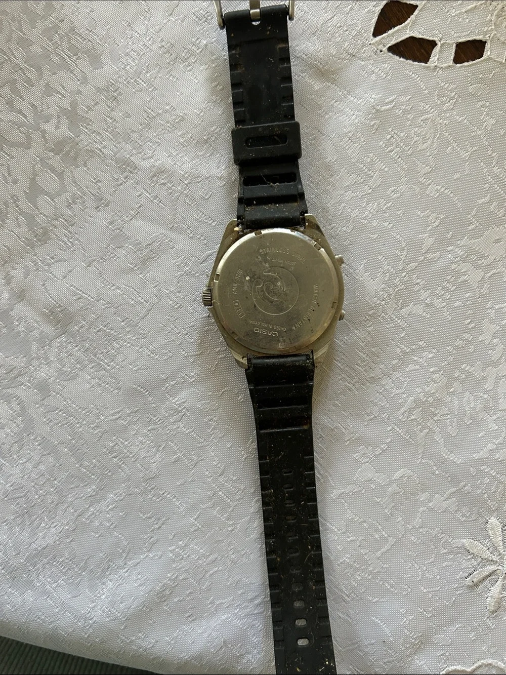 Casio Men’s Black Strap Watch with Beige Dial